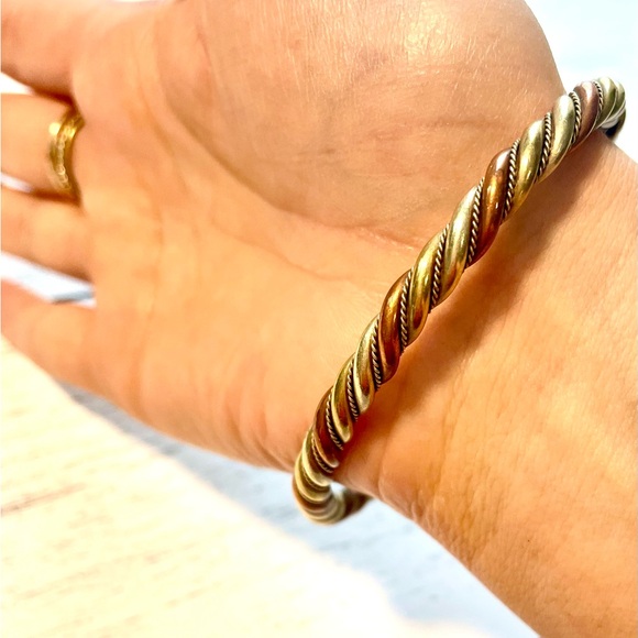 VTG Tri-metal Twisted Bracelet Double Dragon Heads copper, bronze, brass - Picture 7 of 12